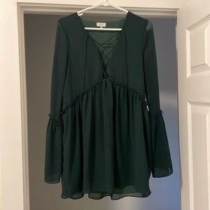 Forest green long sleeve dress